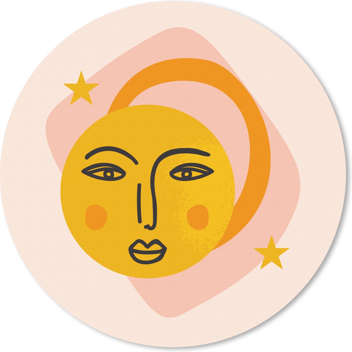 Muismat rond 50x50 cm - Mousepad Zon - Roze - Zomer - Ronde muismatten