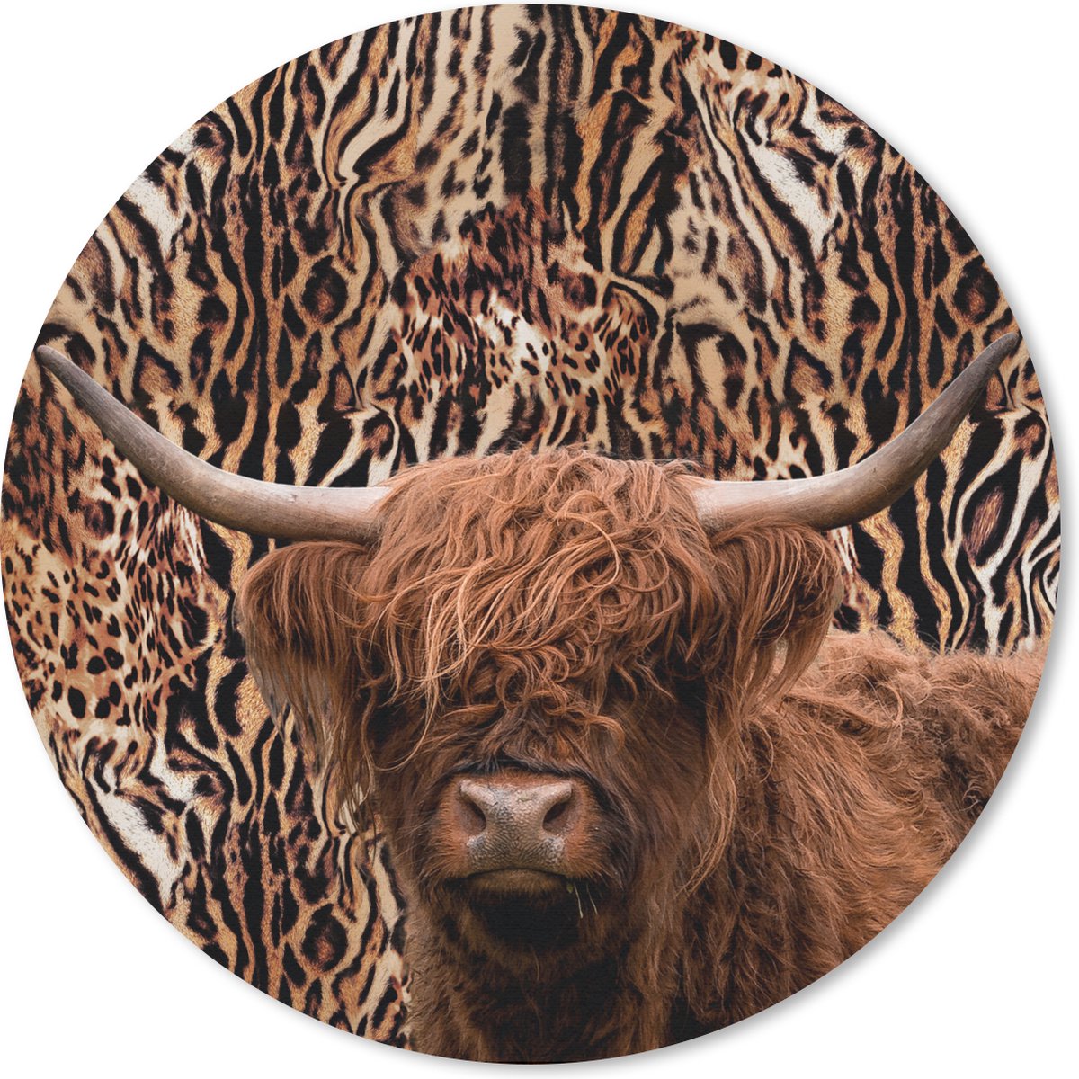 Muismat rond 50x50 cm - Mousepad Panterprint - Dieren - Schotse hooglander - Ronde muismatten