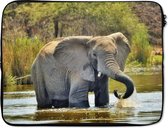 Laptophoes 17 inch - Olifant - Water - Dieren - Natuur - Laptop sleeve - Binnenmaat 42,5x30 cm - Zwarte achterkant
