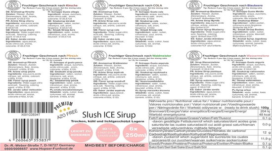 Kersensiroop Partyset voor Slush, Drankjes - Maak je Eigen Slushy-IJs - Slush Machine Concentraat 1:5 — afbeelding 2