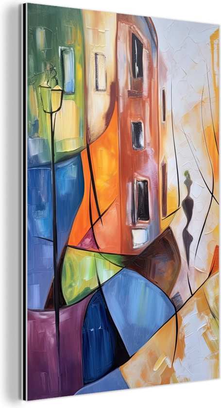 Aluminium schilderij 40x60 cm - Wanddecoratie metaal - Abstract - Kunst - Schilderij - Kleuren - Metalen muurdecoratie woonkamer - Decoratie industrieel - Foto op dibond - Industriële accessoires slaapkamer