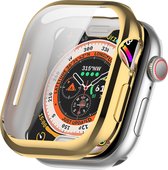 By Qubix - Apple Watch TPU case - Goud - Geschikt voor Apple Watch 46mm hoesje - screenprotector - Bescherming iWatch - Bescherm hoesje