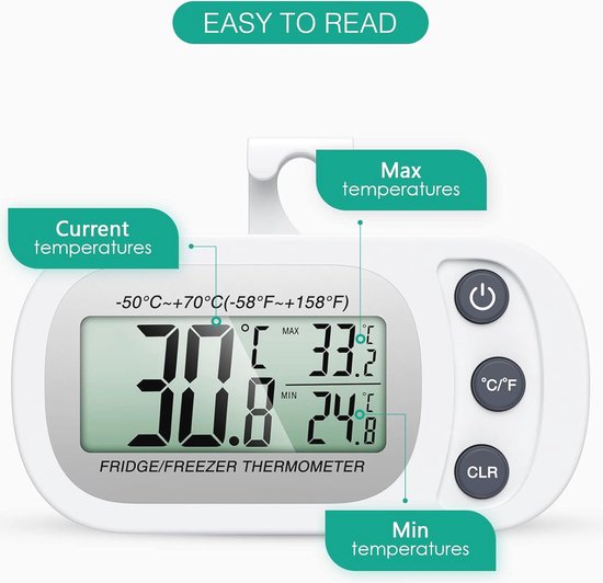 Garosa Digitale Hygrometer Groot LCD-scherm Thermometer Vochtmonitor Voor De Kas Wit
