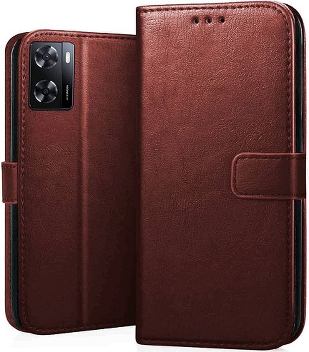 Oppo A57 Hoesje Met Pasjeshouder Bookcase Bruin