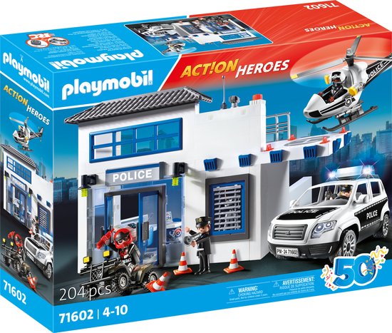 Foto: Playmobil action heroes 50yr politiepost met voertuigen 71602