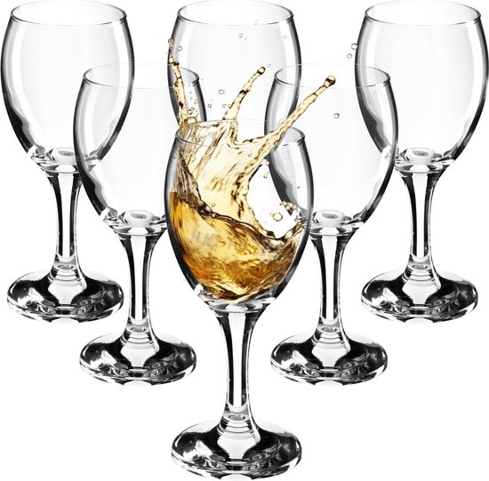 Lot De 6 Verres à Vin Blanc 150ml Série Vintage - Verre Cristallin Élégant Passe Lave-Vaisselle
