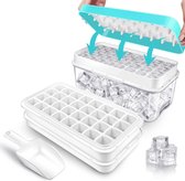 Bol.com IJsblokjeshouder - ijsblokjes deksel container 64 stuks - eenvoudig ijs losmaken - cocktail whiskey koffie - 2 schalen 1... aanbieding