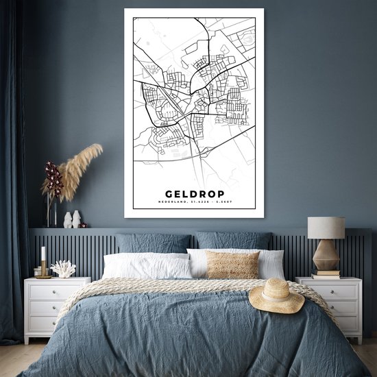 Poster Carte - Geldrop - Zwart - Wit - 120x180 cm XXL