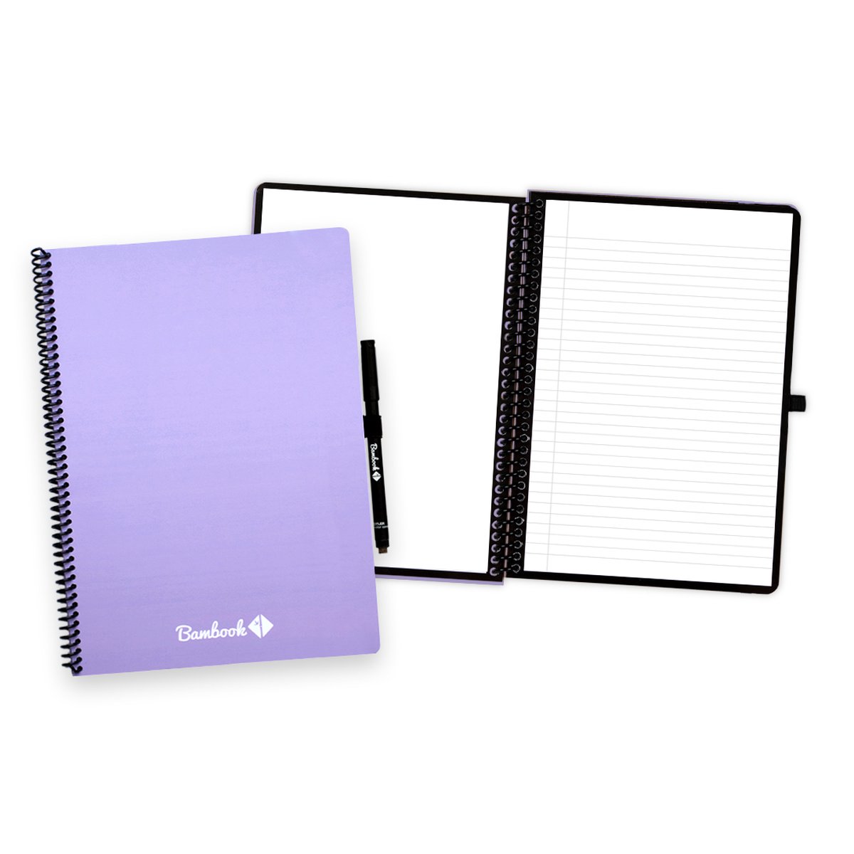 Bambook Colourful uitwisbaar notitieboek - Lila - A4 - Blanco & lined - Duurzaam, herbruikbaar whiteboard schrift - Met 1 gratis stift