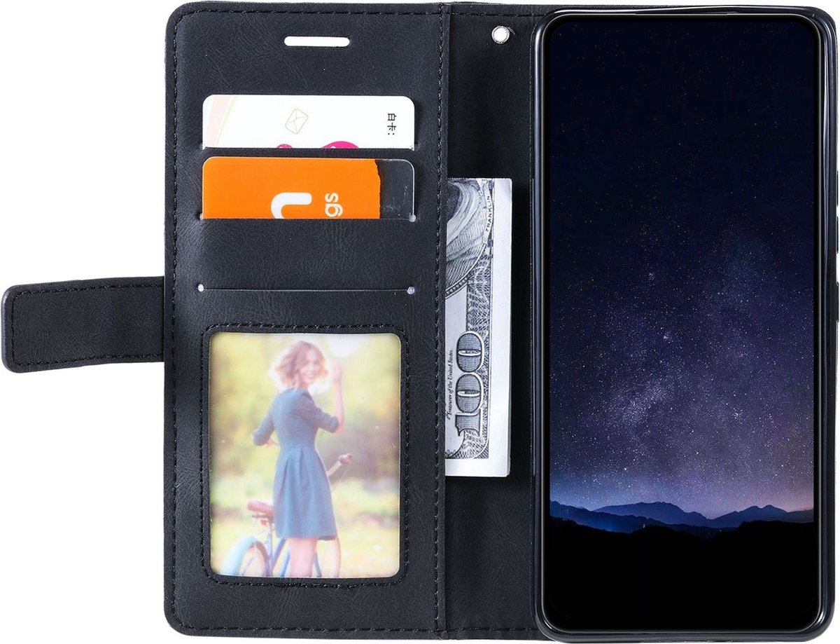 Mobigear Telefoonhoesje geschikt voor Google Pixel 9 Pro Hoesje | Mobigear Rhombus Bookcase Portemonnee | Pasjeshouder voor 3 Pasjes | Telefoonhoesje voor Pinpas / OV Kaart / Rijbewijs - Zwart
