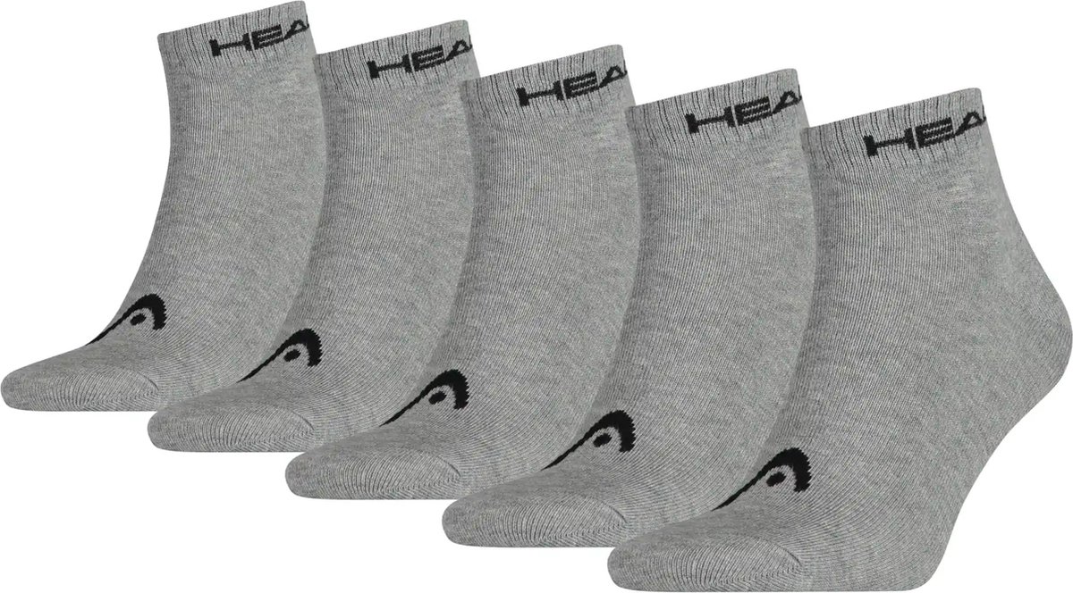 Quarter sneakersokken 5 pack Unisex Multipack katoenen enkelsokken Goedkope sokken Grijs
