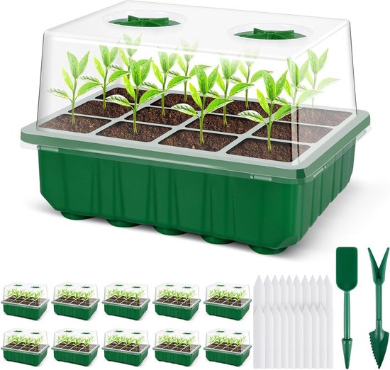 Nature Mini-Kweekkas - Kunststof - Groen - 37,5 x 13 x 24,5 cm - Met Ventilatie