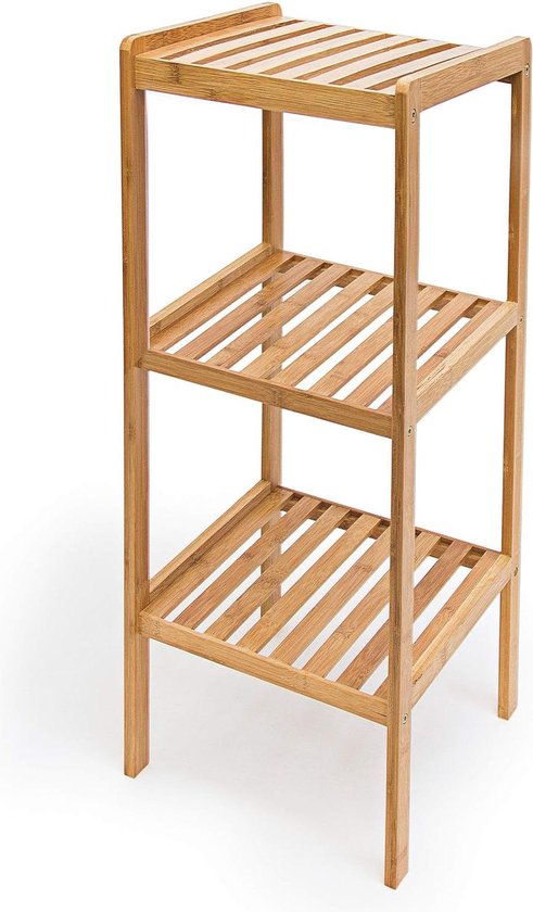 Casaria® Badkamerrek, bamboe, 4 planken, belastbaarheid 40 kg, 110 x 33 cm, badkamer, keuken, kinderkamer, woonkamer, boekenkast, houten plank, multifunctionele plank, bruin