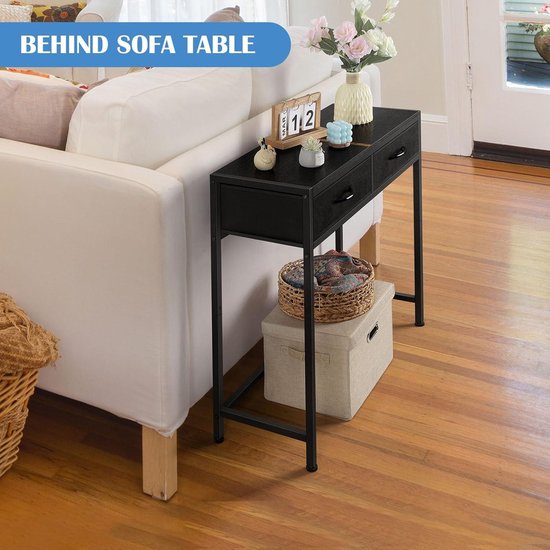 Consoletafel smal met plank, 85 x 30 x 81 cm, bijzettafel