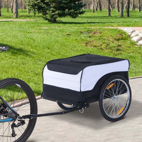 Remorque Vélo HOMCOM 70 L – Pliable, Barre D'attelage Universelle, Châssis Acier, Pneus Avec Réflecteurs