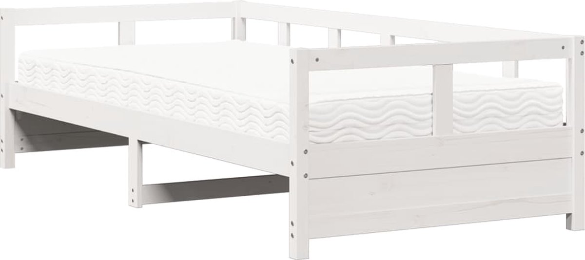 vidaXL Slaapbank - met - matras - 80x200 - cm - massief - grenenhout - wit