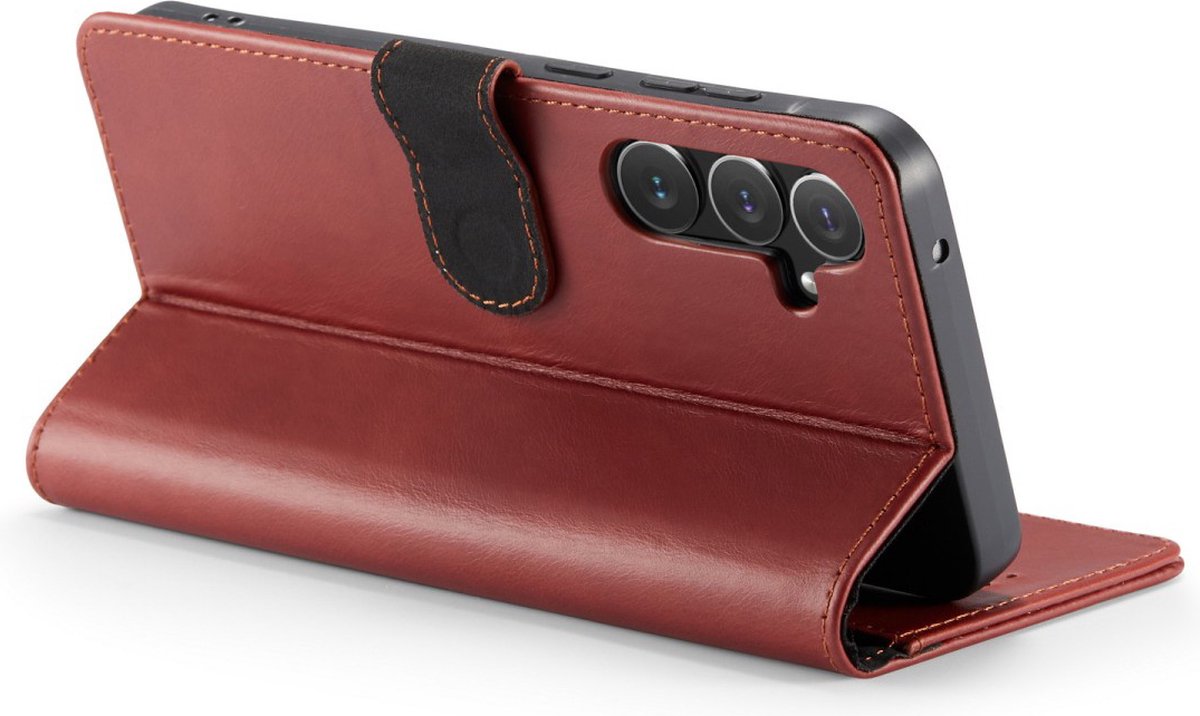 CaseMania Bookcase hoesje geschikt voor Samsung Galaxy A55 - Effen Rood - Leer
