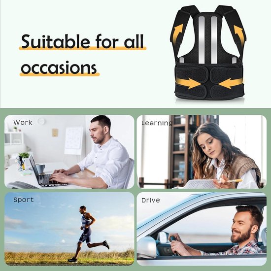 Verstelbare houdingcorrectie riem voor heren - ademende rugcorrector ...