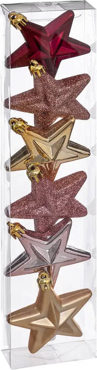 Kerstversiering, plastic sterren, 6 stuks.
