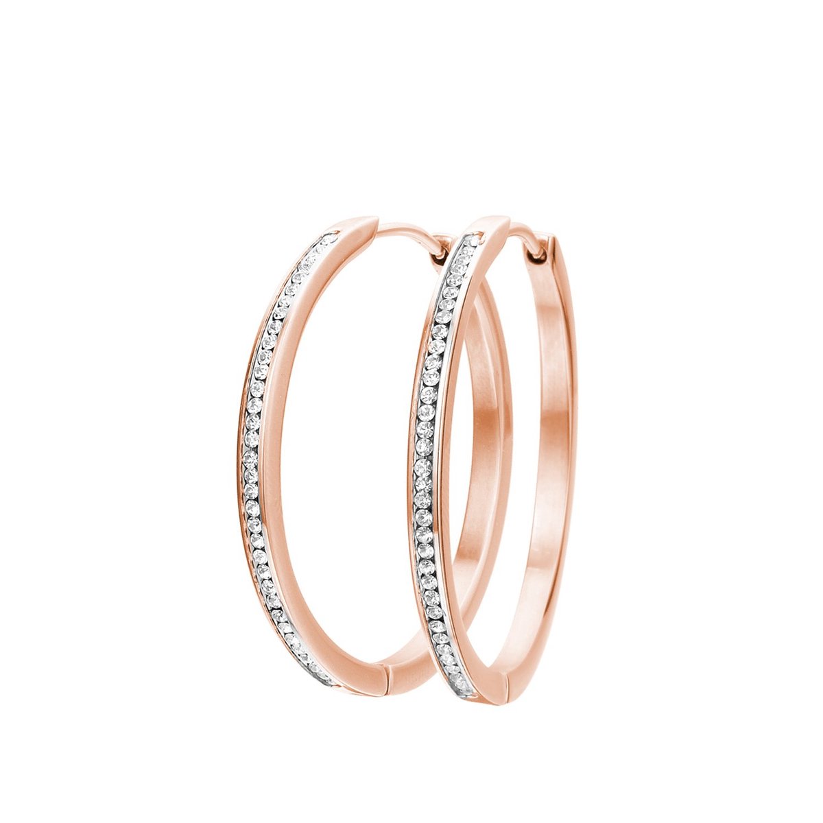 Lucardi Dames oorbellen kristal - Oorbellen - Cadeau - Staal - Rosékleurig
