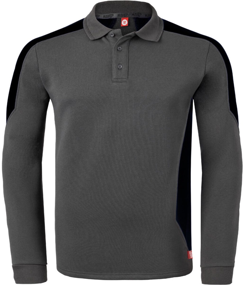 HAVEP Polosweater Bicolor 10075 - Charcoal/Zwart - S