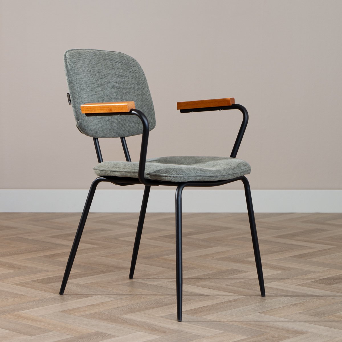 Bronx71® Scandinavische eetkamerstoel Oskar groen gerecyclede stof - stoel