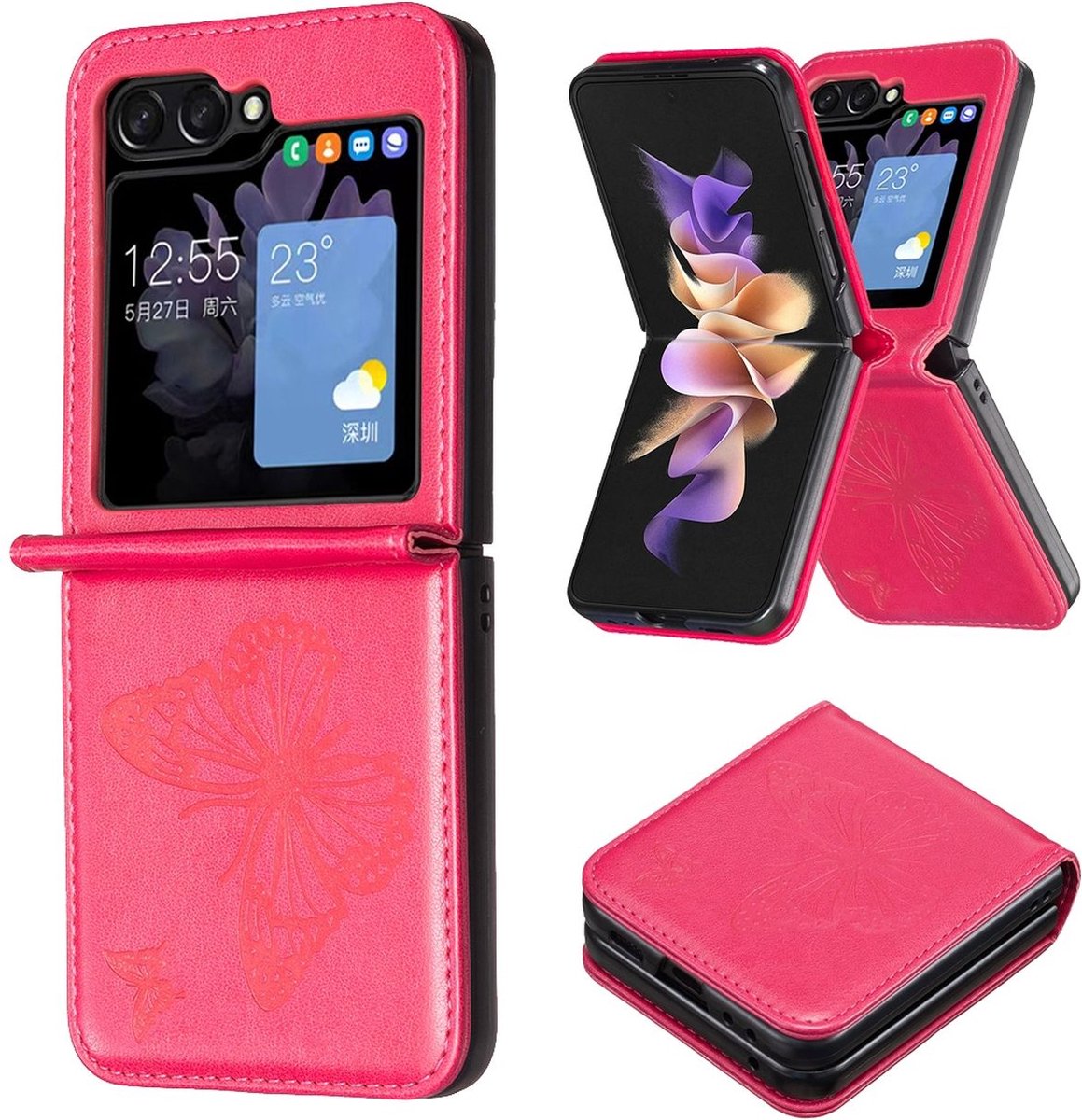 Mobigear Hoesje geschikt voor Samsung Galaxy Z Flip 6 Telefoonhoesje | Mobigear Butterfly Backcover | Galaxy Z Flip 6 Case | Back Cover - Roze