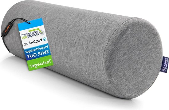 Memory Foam bolster met bamboe hoes - Comfortabel en stabiel - Ideaal als nek- en reiskussen - Wit