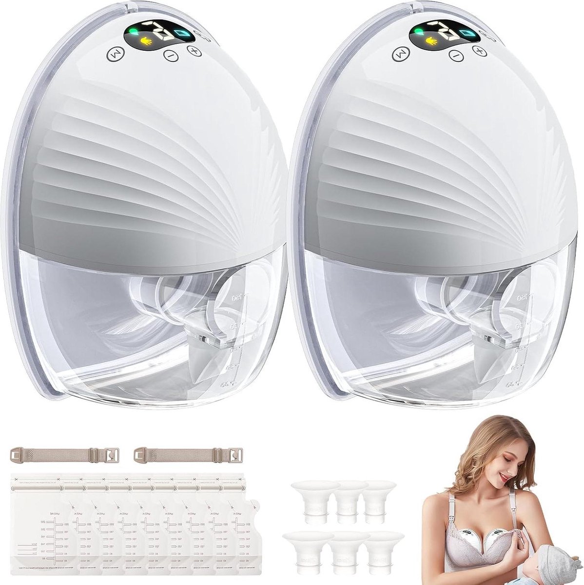 Goedkoopste Elektrische Borstkolf handsfree draagbare melkpomp dubbele afdichting S-draad 3 modi 9 niveaus BPA-vrij draagbaar melkpomp (17/19/21 mm) - 2 stuks