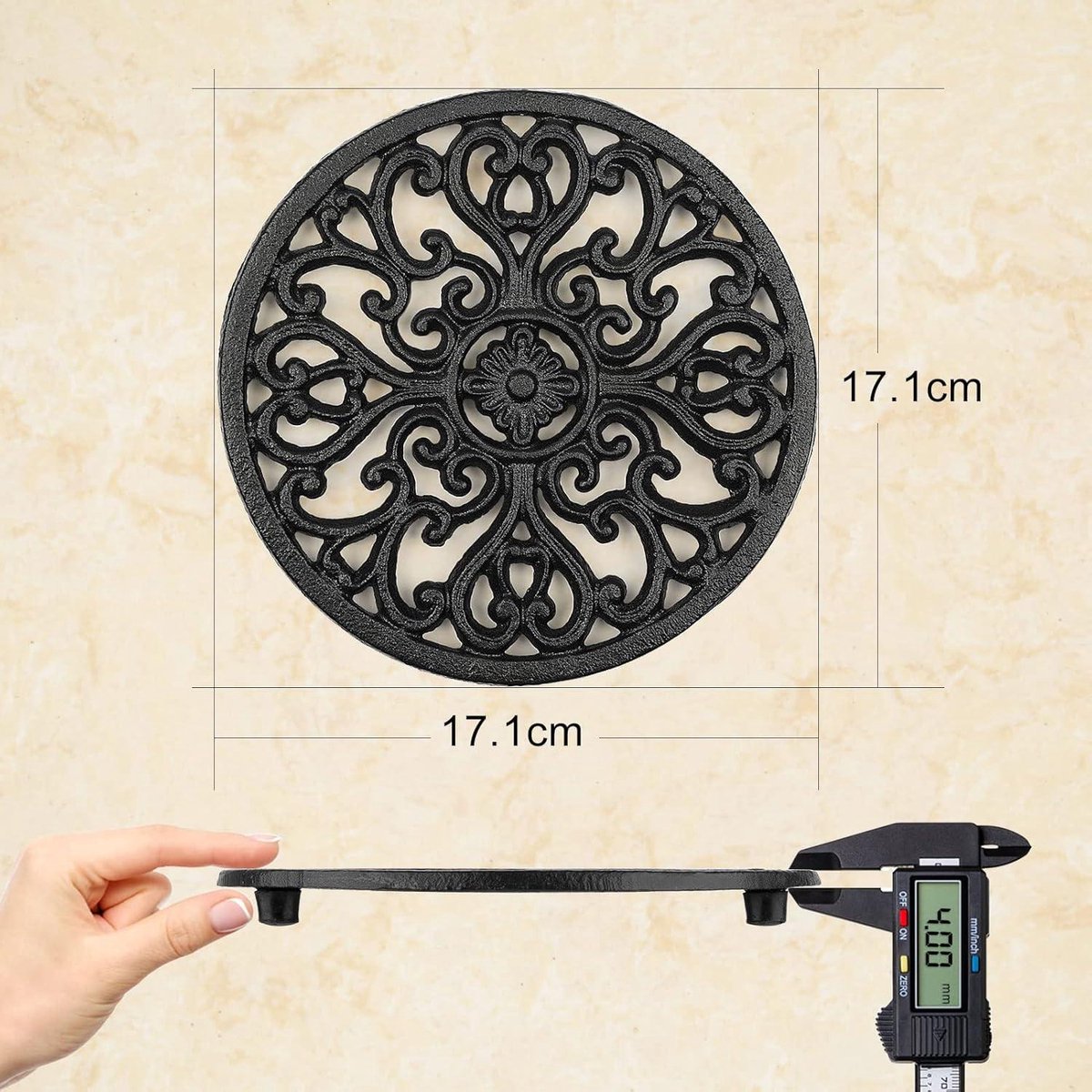 Metaal Decoratieve Onderzetter - Hittebestendig - diameter 17cm