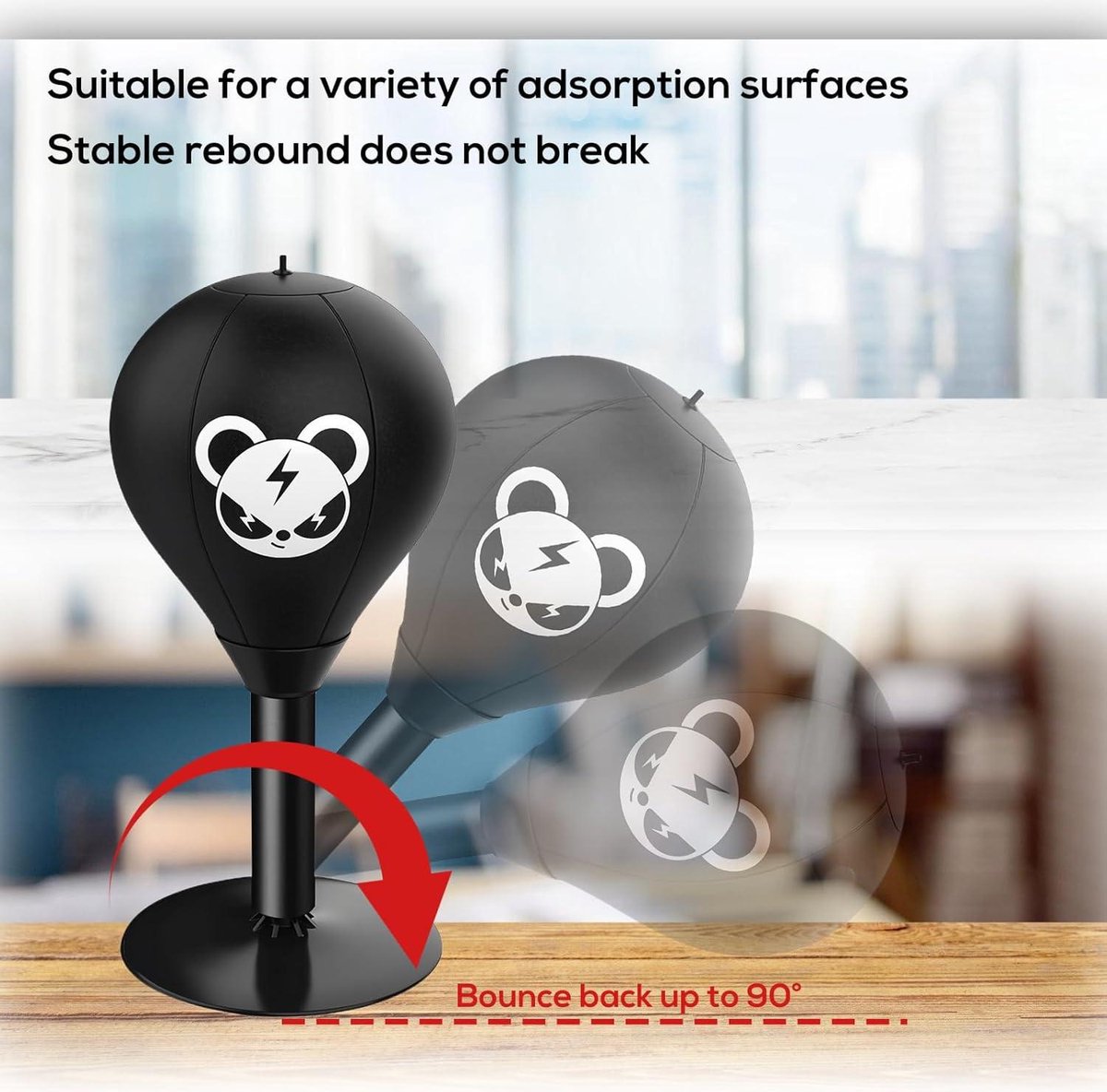 Desktop Bokszak - Stress Buster met zuignap, Mini Speed Bag, Super