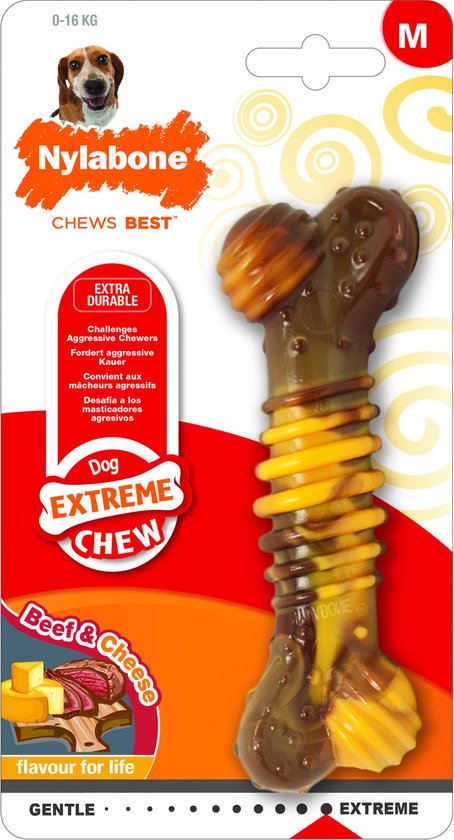 Texture os à mâcher Nylabone Extreme avec saveur de course et de fromage - Moyenne à 16 kg