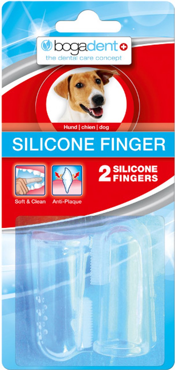 Bogar bogadent® Silicone Finger - Vingertandenborstel voor honden - Ergonomisch ontwerp - Inhoud 2 stuks