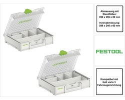 Festool Systainer Organiser SYS3 ORG M 89 6xESB 2 stuks ( 2x 204854 ) Kleine onderdelenkoffer met inzetbakjes