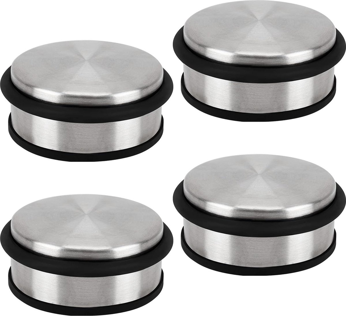 Roestvrij Stalen Chromen Vloer Deur Stoppers - 10cm x 120 kg - Anti-Slip Deurstop - Rubberen Bufferring Band - Huis School Kantoren