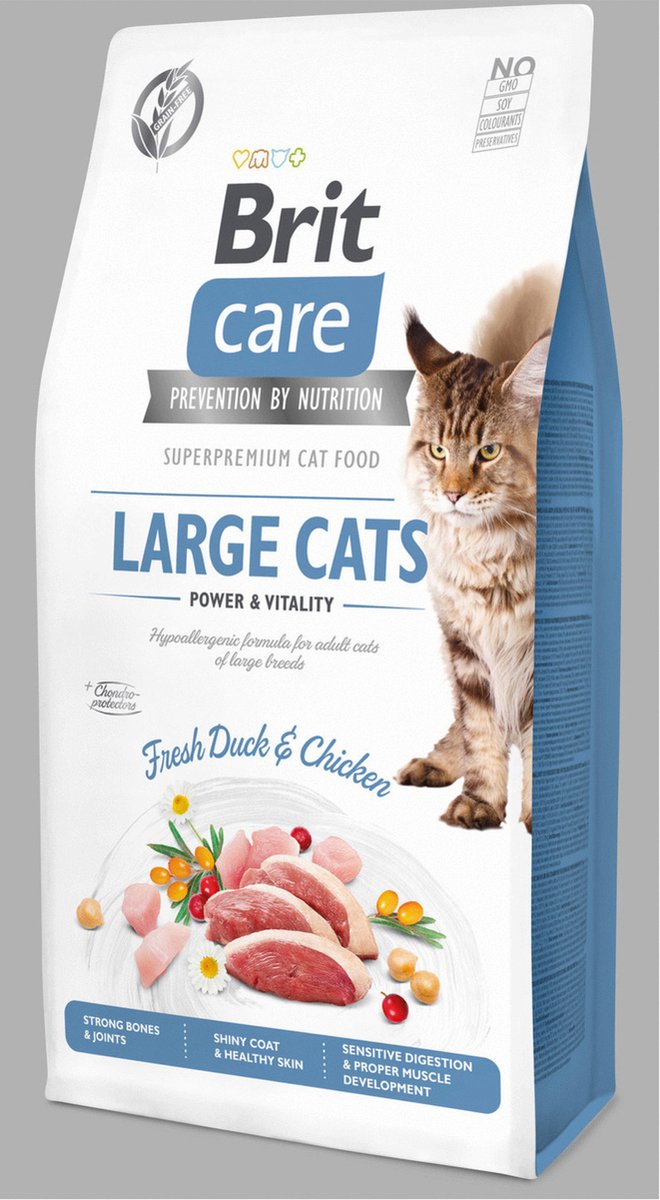 Brit Brit Care Large Cats Power & Vitality Eend&Kip - Kattenvoer - 7 kg