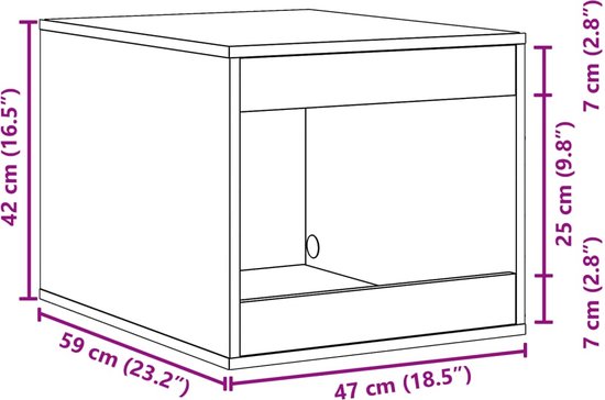 vidaXL - Kattenbakkast - 47x59x42 - cm - bewerkt - hout - betongrijs