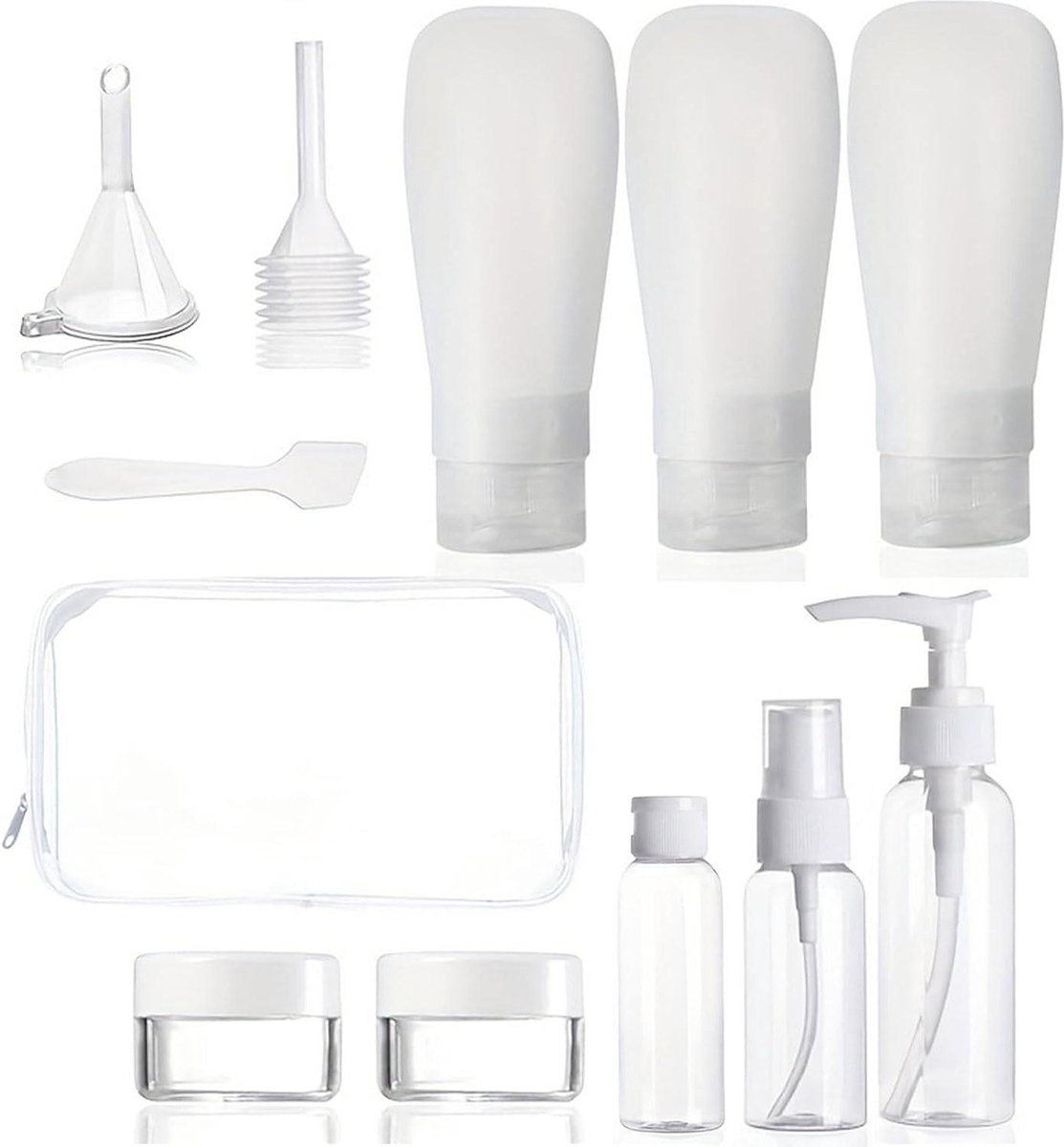 11 stuks vloeistof flessen reisset handbagage transparante toilettas voor cosmetica en shampoo reisflesjes handbagage