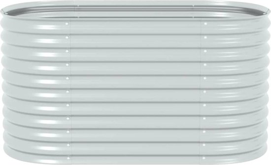 vidaXL Verhoogde Stalen Tuinbak - 80 x 80 x 44 cm - Gegalvaniseerd - Zilver