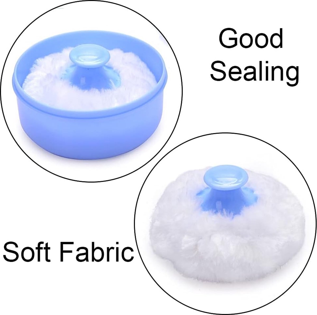 Goedkoopste IBBO Shop - Baby Powder Puff Box - Poederdoos - Draagbare Baby Soft Body - bath Powder Case - Powder - zachte doek en spons - body puff box - Blauw - 2 Stuks