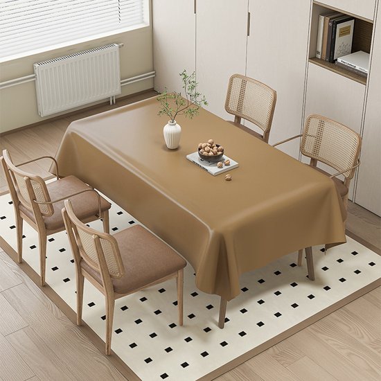Uniclife Tafelkleed van kunststof, rechthoekig tafelkleed, 140 x 240 cm, waterdicht, oliebestendig, vlekbestendig, wit, kreukvrij, picknicktafelkleed, kunststof tafelkleed voor feest, bruiloft