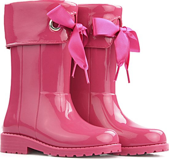 Regenlaarsjes fuchsia met satijnen strik Igor wellies 36