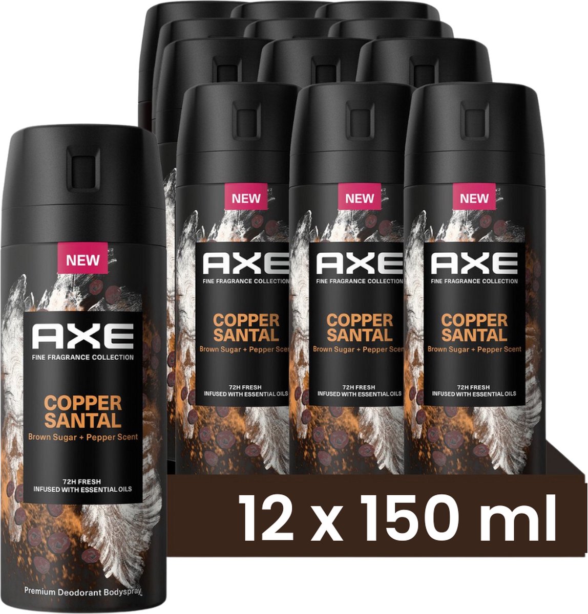 Goedkoopste Axe Fine Fragrances Bodyspray Copper Santal 150ml 12x