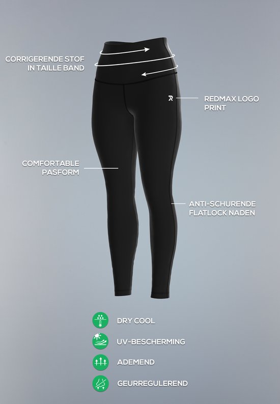 Redmax Sportlegging Dames Perfect RMXYara - Sportkleding - Geschikt voor Fitness en Yoga - Dry Cool - Fitness Legging - Driekwart - Korte Legging - Corrigerend - Zwart - S van Merkloos — afbeelding 5