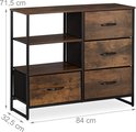 Industriële ladekast met 4 lades - HBD: 71.5 x 84 x 32.5 cm - stof