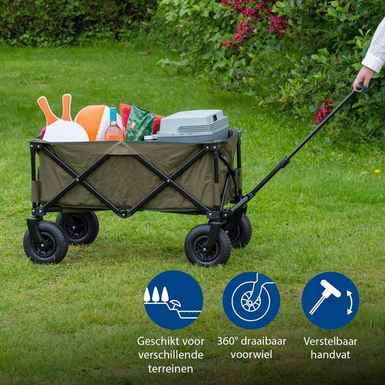 Opklapbare strandwagen / bolderkar - 70 kilogram belastbaarheid met tas - TRAVEL HC-0910 Bolderkar — afbeelding 2