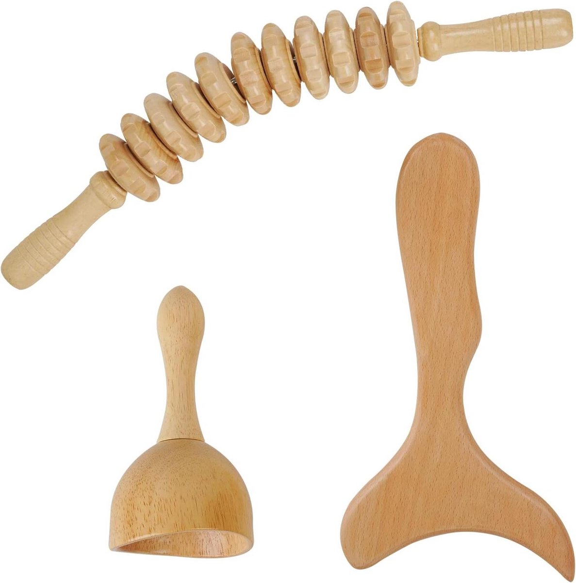 Goedkoopste Hout Therapie Massage Tools - Massage Roller Stick - Lymfedrainage Apparaat voor Benen - 3 Stuks massage roller