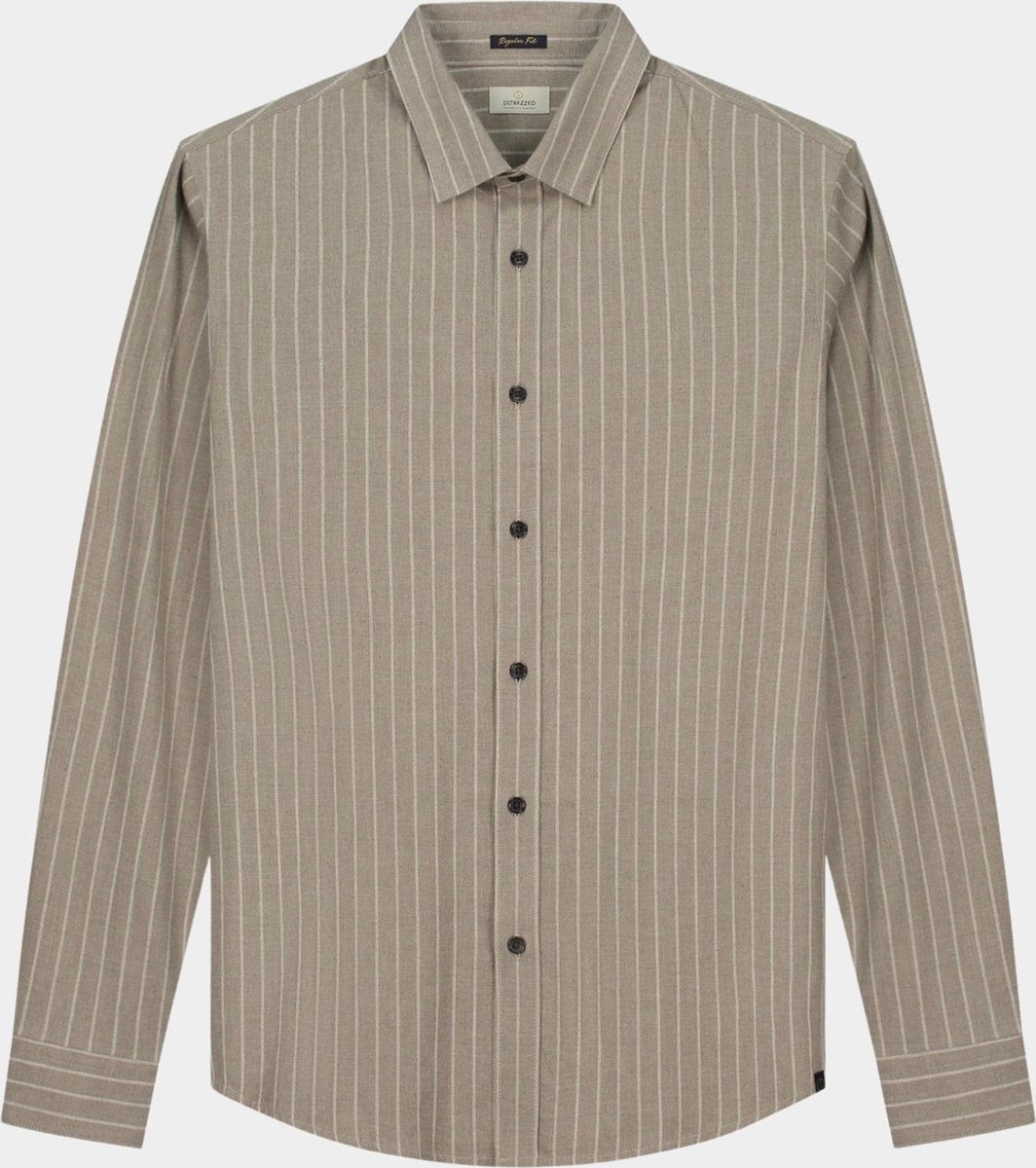 Dstrezzed Overhemd Anthony Streep Beige - Maat L - Heren - Overhemden Casual
