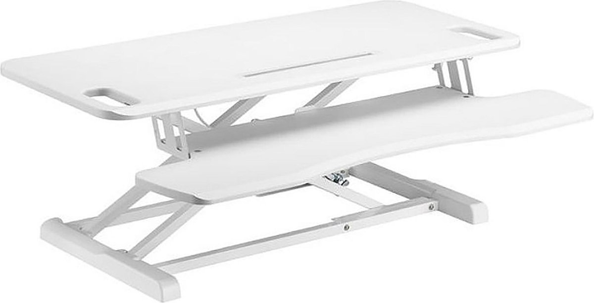 Worktrainer - UPdesk Cross Large - Hoogte 11 cm - 50,5 cm - Breedte 41,5 x 90 cm - Bureau verhoger - Monitor verhoger - In hoogte verstelbaar - Wit - Gasveer bediening