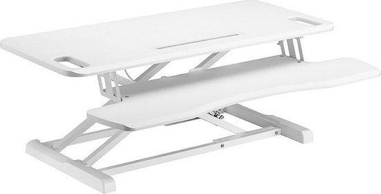 Worktrainer - UPdesk Cross Large - Hauteur 11 cm - 50,5 cm - Largeur 41,5 x 90 cm - Rehausseur de bureau - Hauteur réglable - Wit - Fonctionnement par ressort à gaz